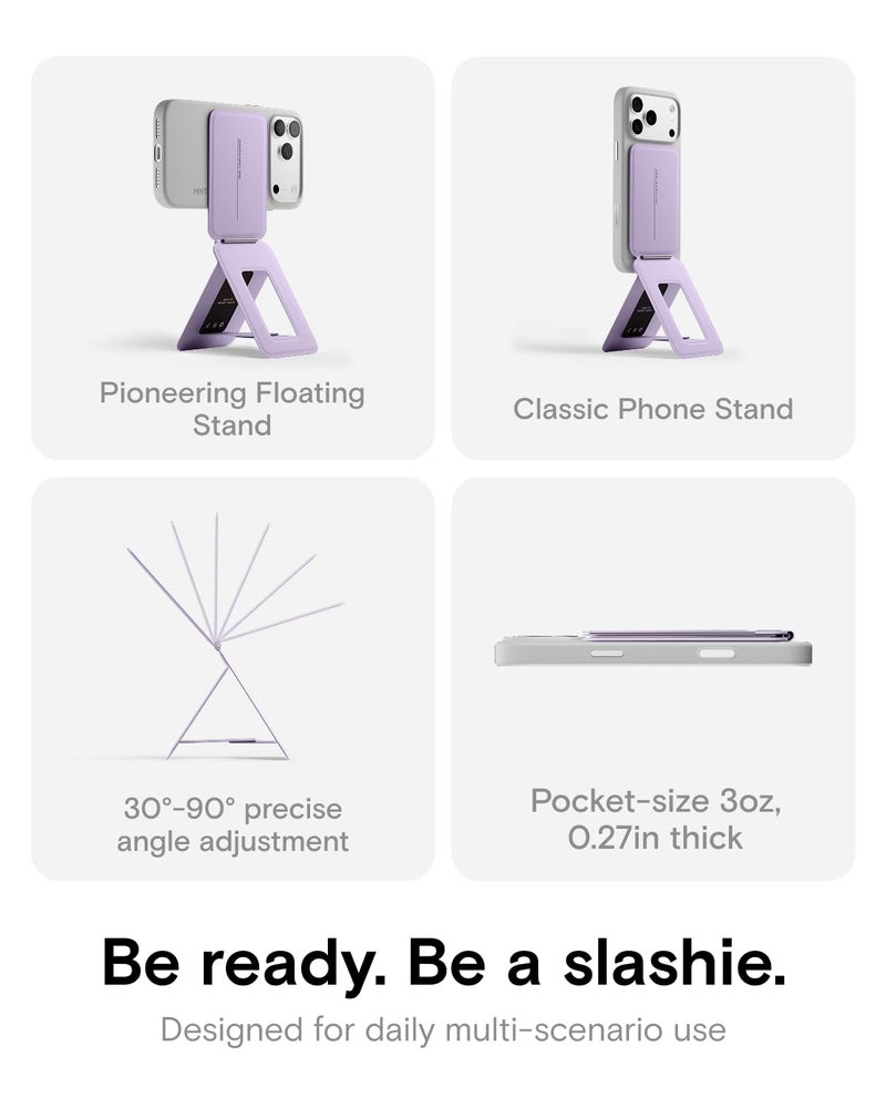 MOFT Phone Tripod Stand Selfie Stick for iPhone, Multi-Angles iPhone Stand, Lightweight & Portable Phone Holder, Strong Magnets, MOVAS Vegan Leather, Travel Essentials, Peony (Without Card Slot) - Image 3