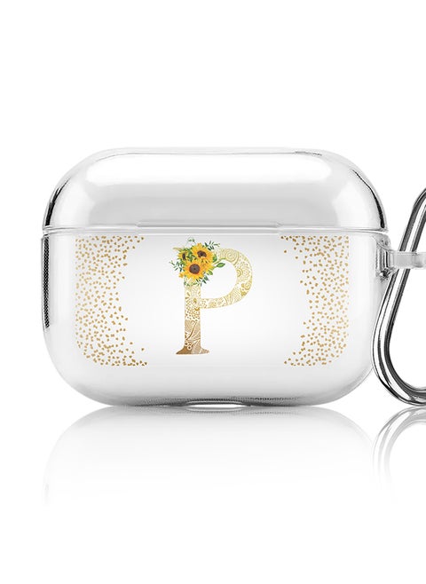 Classic Clear printed Case for Apple AirPods Pro 2nd Generation Thin Transparent Cover - Custom Monogram Initial Letter Mandala Floral Pattern Alphabet - P (Clear )