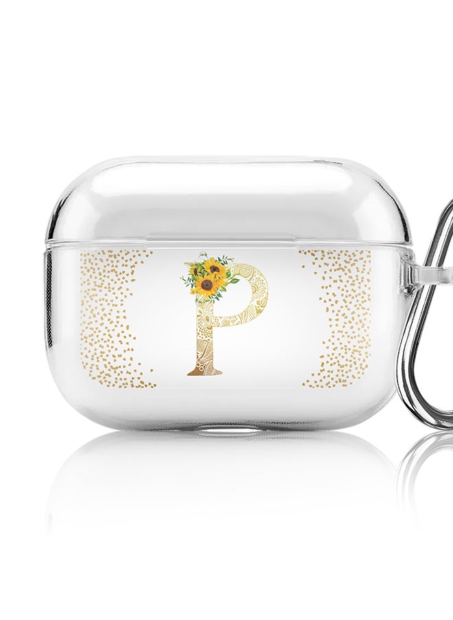 Stylizedd - Classic Clear printed Case for Apple AirPods Pro 2nd Generation Thin Transparent Cover - Custom Monogram Initial Letter Mandala Floral Pattern Alphabet - P (Clear ) - Image 1