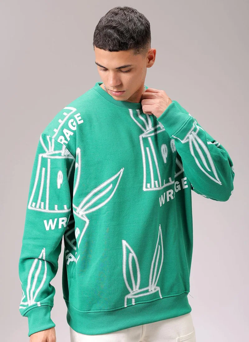 ذا انديان كراج كو Men Oversized Abstract Crew Neck Overhead Sweatshirt