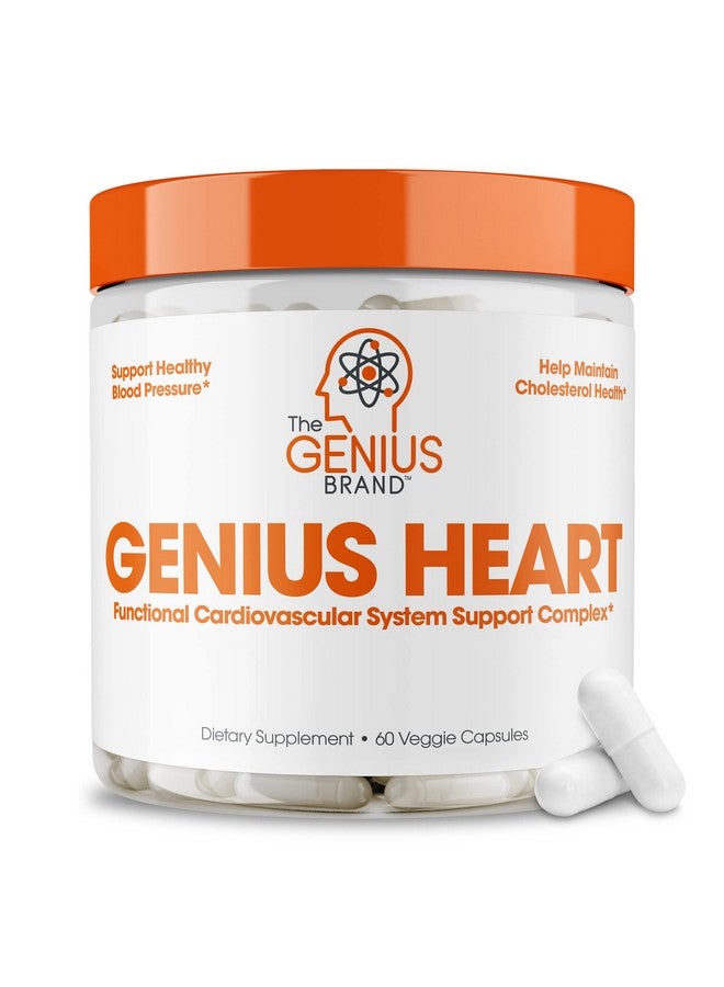 ذا جينيس براند العلامة التجارية جينيوس - جينيوس هارت، 60 حبة نباتية - مكمل غذائي طبيعي للدعم قد يساعد في خفض مستويات الكوليسترول وتحسين ضغط الدم الصحي - مستخلص بذور العنب وفيتامين ك2 ومادة كيو 10 المساعدة - Image 1