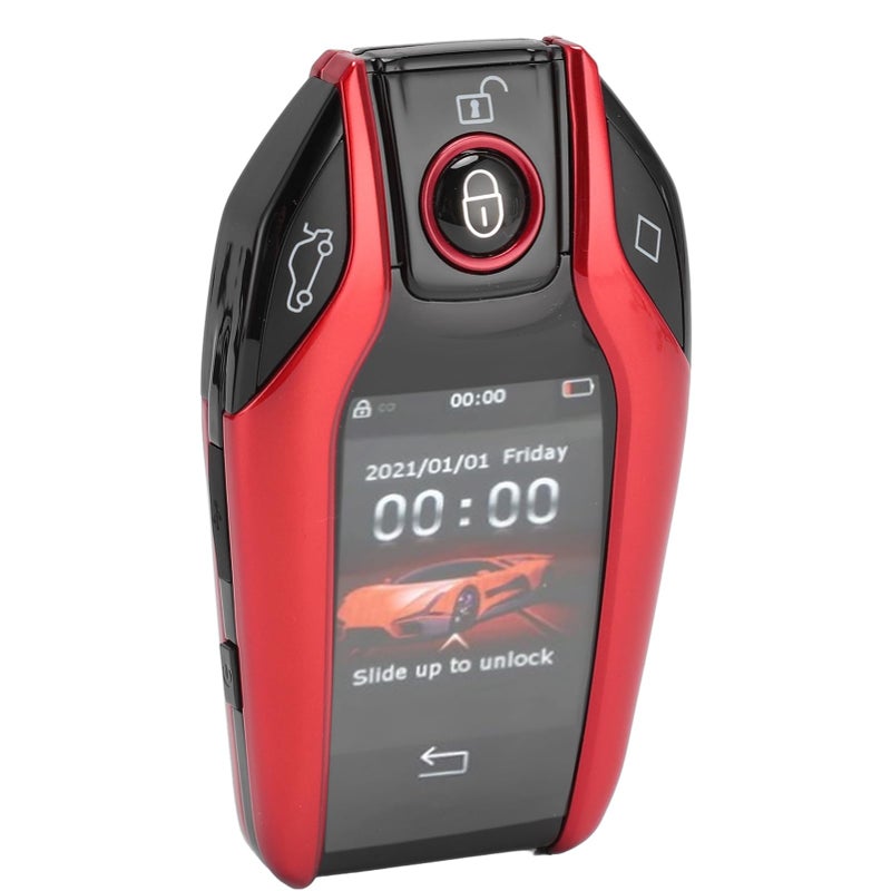 Smart Car Key LCD Touch Screen Remote Fob Keyless Entry Anti Lost Auto Window Roll Up Red - Image 2