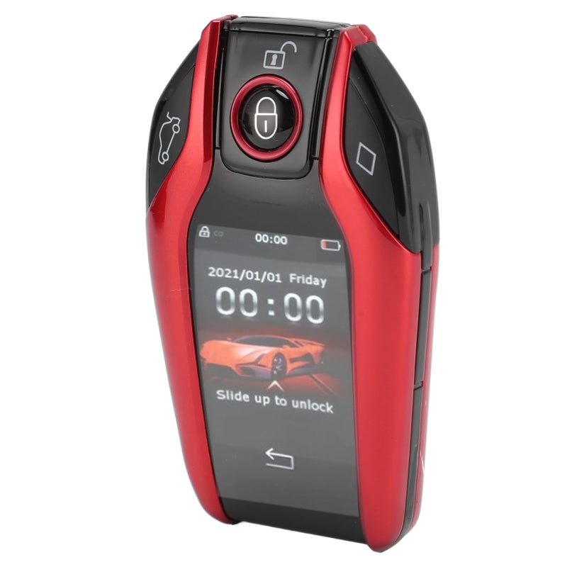 Smart Car Key LCD Touch Screen Remote Fob Keyless Entry Anti Lost Auto Window Roll Up Red - Image 3