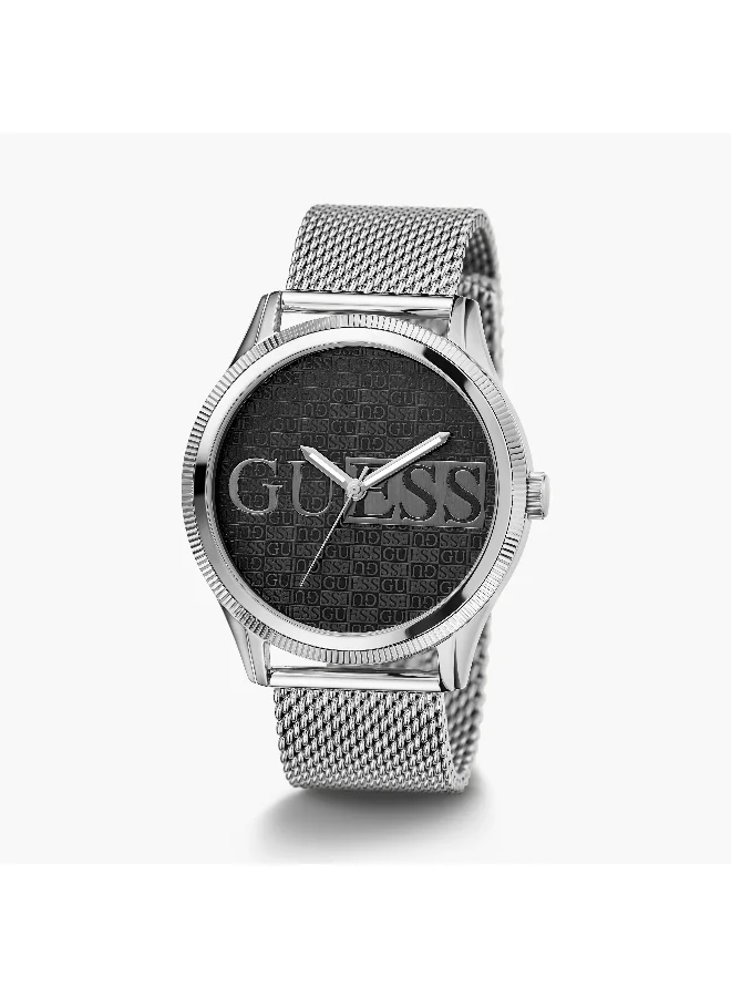 جس Silver Analog Mesh Strap Watch for Men