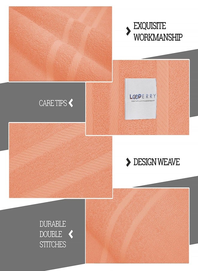 Looperry 6 Pack Small Bath Towel Set - 100% Cotton 23x46 Shower Towels in 450 GSM. Lightweight & Absorbent Quick Dry Gym Towel for Showering, Pet Drying, Spas & Salons. Terry Ringspun Towels (Peach) - Image 5