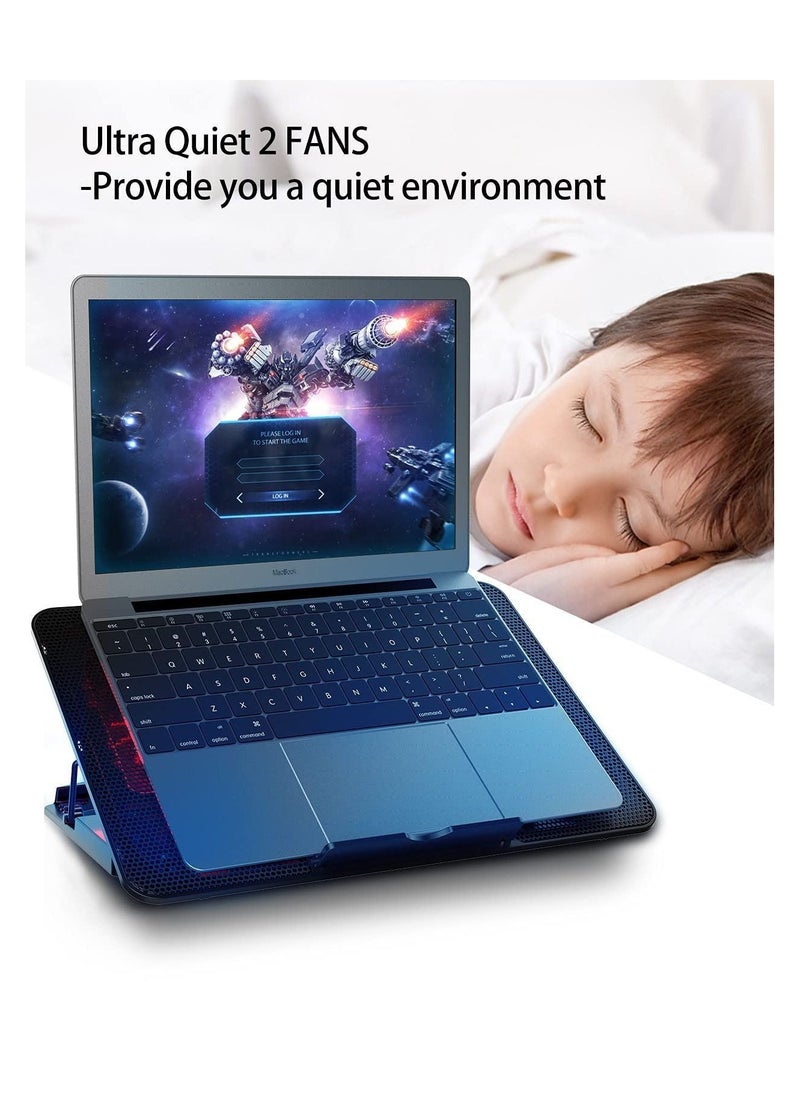 Y&D Laptop Cooling Pad 7-16 Inch Ultra Notebook Slim Portable USB Powered (2 Quiet Big Fans) Gaming Cooler 1200RPM 6 Heights Adjustment 2 Port  - Image 3