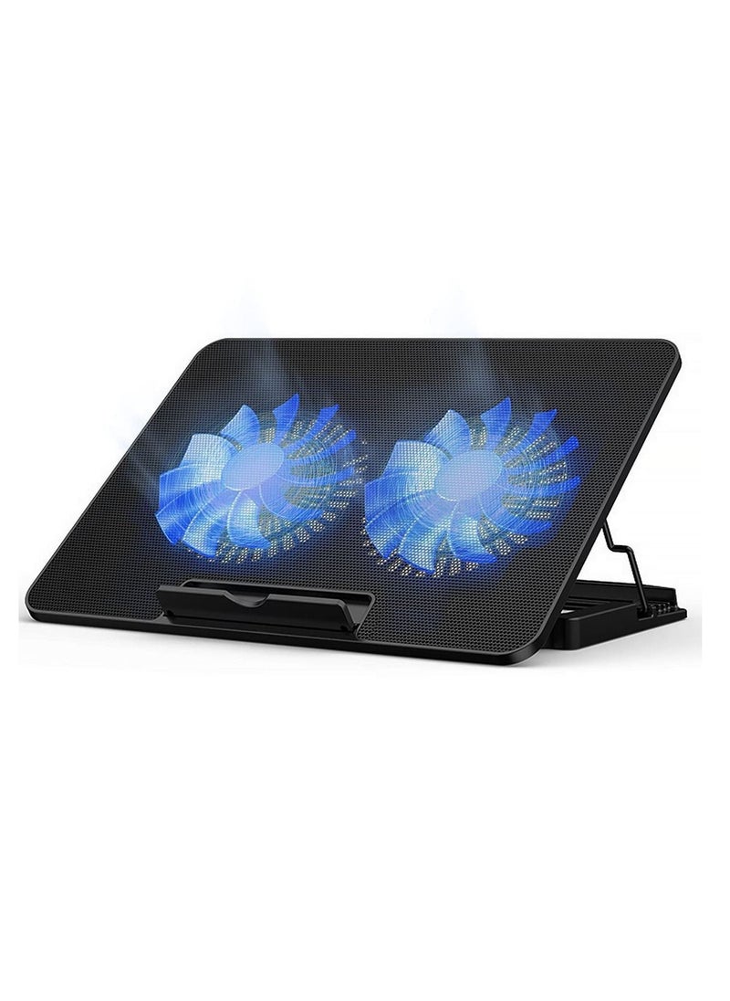 Y&D Laptop Cooling Pad 7-16 Inch Ultra Notebook Slim Portable USB Powered (2 Quiet Big Fans) Gaming Cooler 1200RPM 6 Heights Adjustment 2 Port  - Image 1