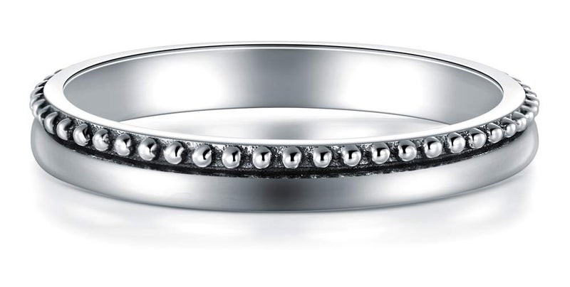 BORUO 925 Sterling Silver Ring High Polish Thin Beaded Bali Stackable Tarnish Resistant Engagement Wedding Band 2mm Ring Size 8 - Image 2