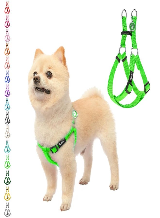 PUPTECK No Pull Dog Harness Soft Adjustable Basic Nylon Step in Puppy Vest Outdoor Walking with ID Tag, Green,S - Image 1