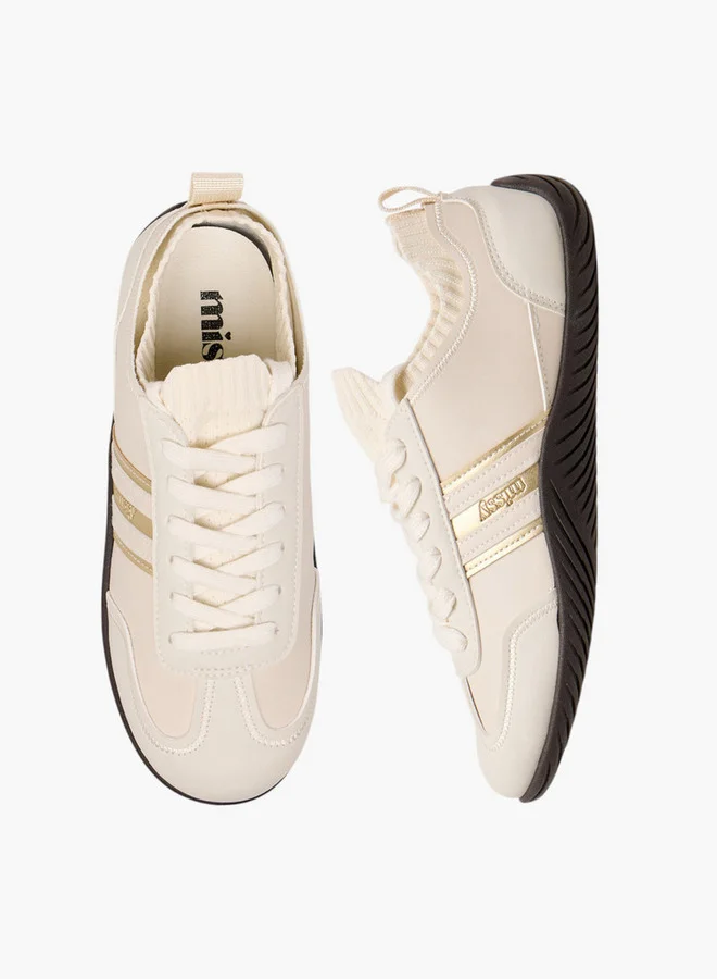 ميسي Women Panelled Lace-Up Sneakers with Pull Tab