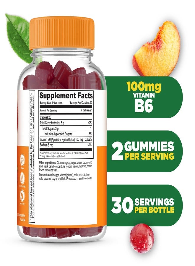 Lifeable Vitamin B6 Gummies | 100mg | Great Tasting VIT B6 Supplement | Vegan B6 Vitamins for Nerve Support Supplement | Vitamin B 6 for Adults, Men, Women | 60 Gummies - Image 2