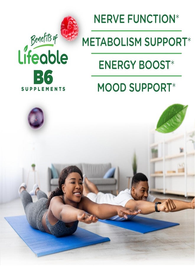 Lifeable Vitamin B6 Gummies | 100mg | Great Tasting VIT B6 Supplement | Vegan B6 Vitamins for Nerve Support Supplement | Vitamin B 6 for Adults, Men, Women | 60 Gummies - Image 3