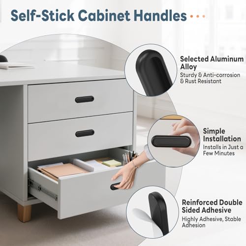 YogePote 4 Pack SelfAdhesive Drawer Pulls 4 Inch SelfStick Aluminum Alloy Door Handles for BarnGlass ShowerBalcony Doors Kitchen Cabinets Wardrobes Windows Closets 4 Black - Image 3