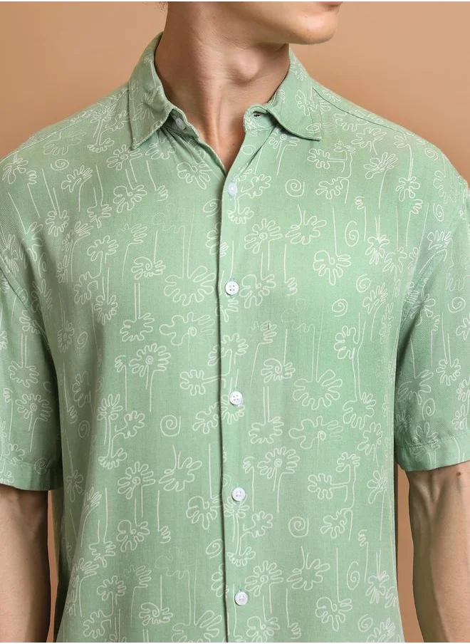 كيتش Oversized Floral Print Casual Shirt by Styli