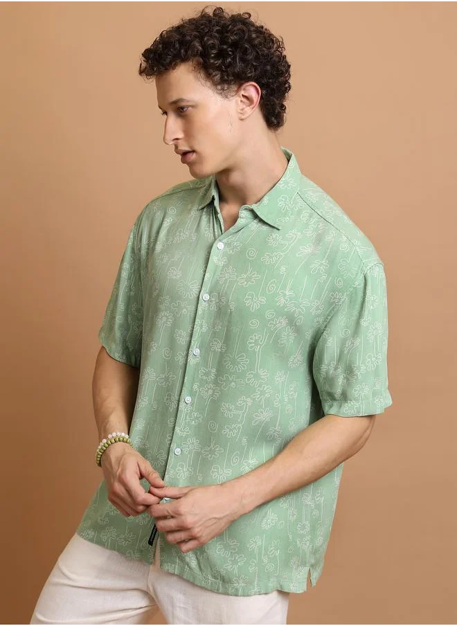 كيتش Oversized Floral Print Casual Shirt by Styli