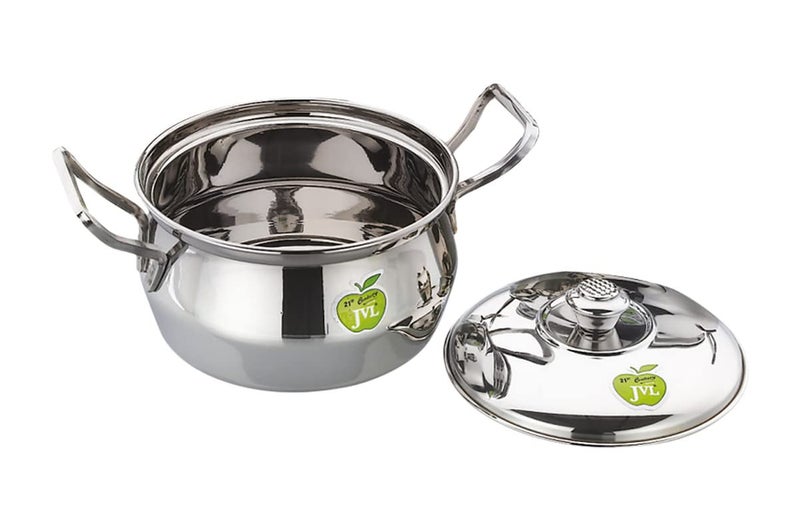 JVL Stainless Steel Cooking Pot/Handi with Lid & Handle Set 850, 1300, 2200 ml, 3-Piece, for Cooking, for Kitchen, and Serving, JVL-AP-P1 - Image 2