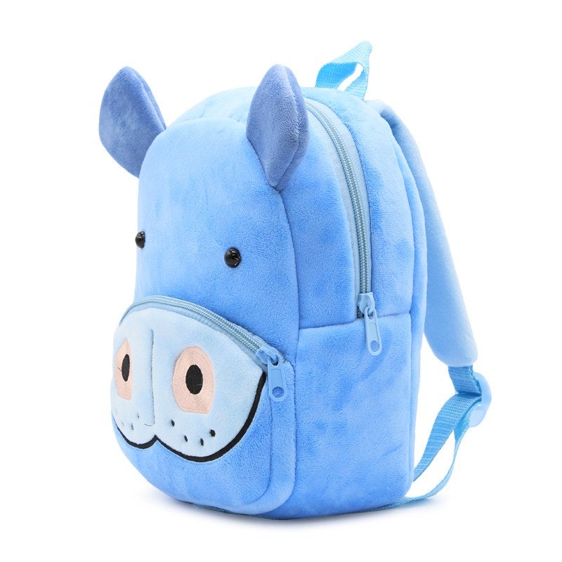 Plush Kids Backpack, Hippo Animal Design, Soft Lightweight School Bag for Toddlers and Preschool Kids - Image 2
