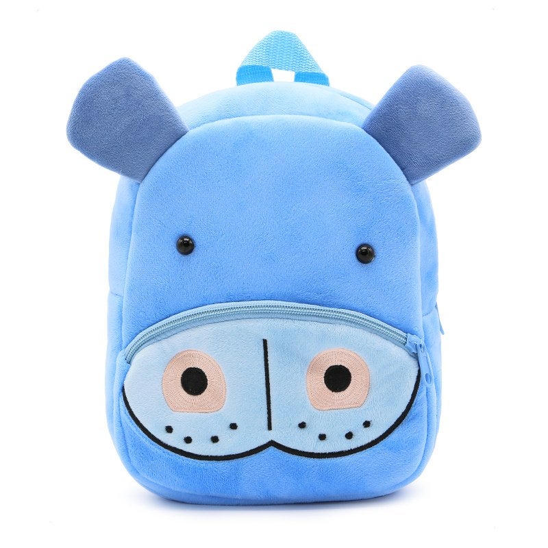 Plush Kids Backpack, Hippo Animal Design, Soft Lightweight School Bag for Toddlers and Preschool Kids - Image 5