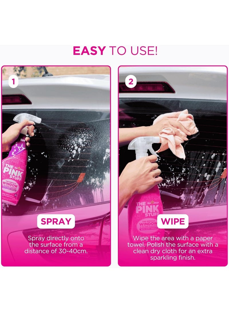The Pink Stuff Glass & Window Cleaner with Rose Vinegar, Streak-Free Formula, Removes Dust & Grease, 750 ml - Image 3