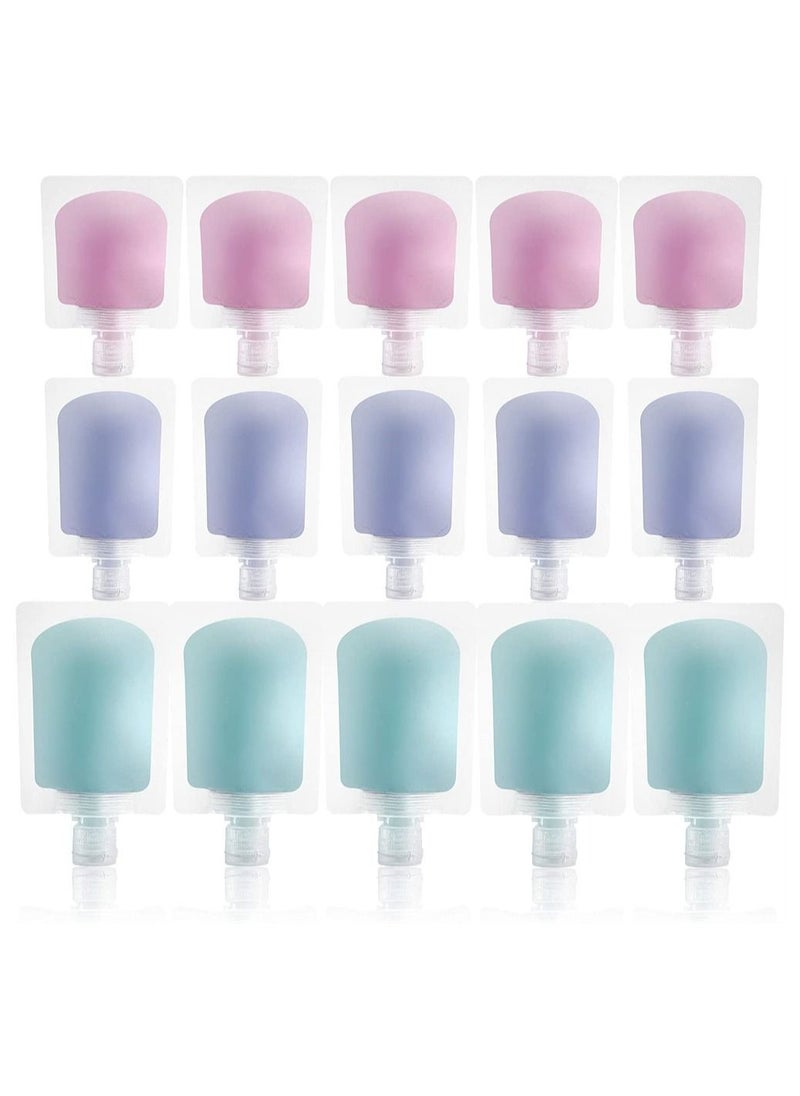 Y&D 15Pack Travel Pouches for Toiletries, TSA Approved Size Portable Containers, Stand Up Pouch, Leakproof Squeezable Bags Refillable Accessories Shampoo Conditioner Lotion Soap Liquids  - Image 1
