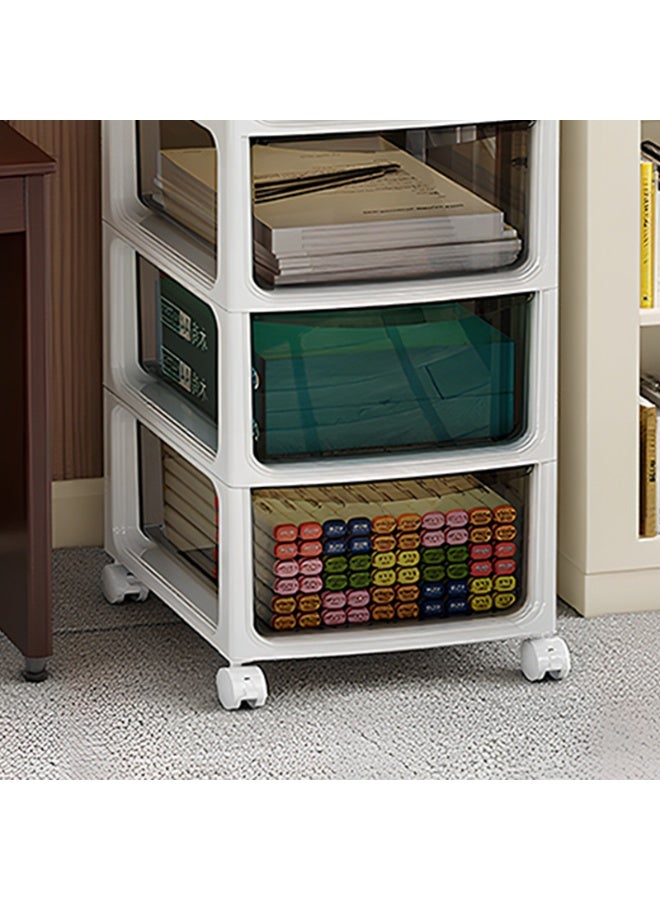 Noon East 5 Layers Utility Rolling Cart Storage Organizer with Wheels, Under Desk Mobile Trolley Organizer for Office Home Kitchen Organization, 34 x 26 x 95.6 cm, White - Image 5