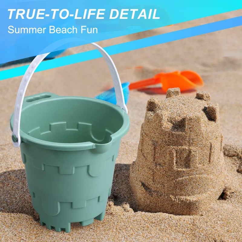 Anzmtosn Jumbo Avocado Castle Model Beach Gear 7" Large Sand Buckets Pails Beach Water Pool Gardening Bath Toy Environmentally ABS Durable Thick Plastic Complete Gift Set Bundle for Kids Boys Girls - Image 4