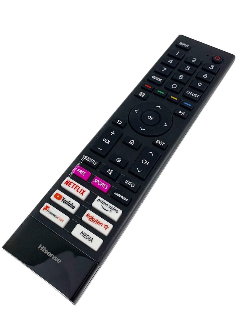 ELTRAZONE جهاز التحكم عن بُعد الصوتي الأصلي ERF3A80 لتلفاز Hisense T304493 HT304493 4K UHD الذكي - 43A6BGTUK 50A6EGTUK 55A6EGTUK 55A7GQTUK 55E77HQTUK 65A63HTUK 65A7GQTUK 85A66 BGTUK مع بطارية - Image 3