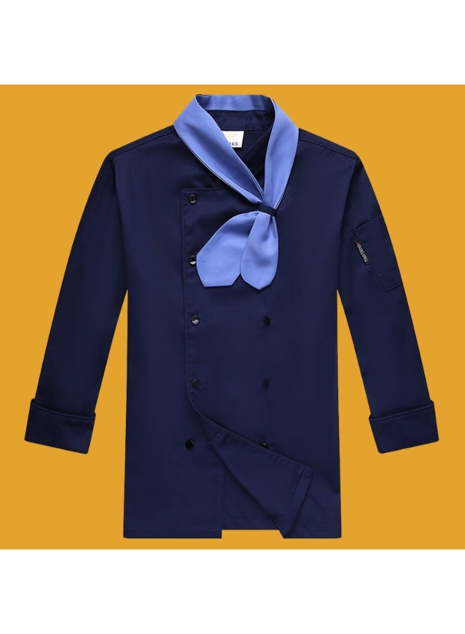 NIBEMINENT Unisex Kitchen Chef Jackets Restaurant Waiter Uniform Shirt Bakery Double Breasted Work Clothes  Send Bow Tie  - Image 1