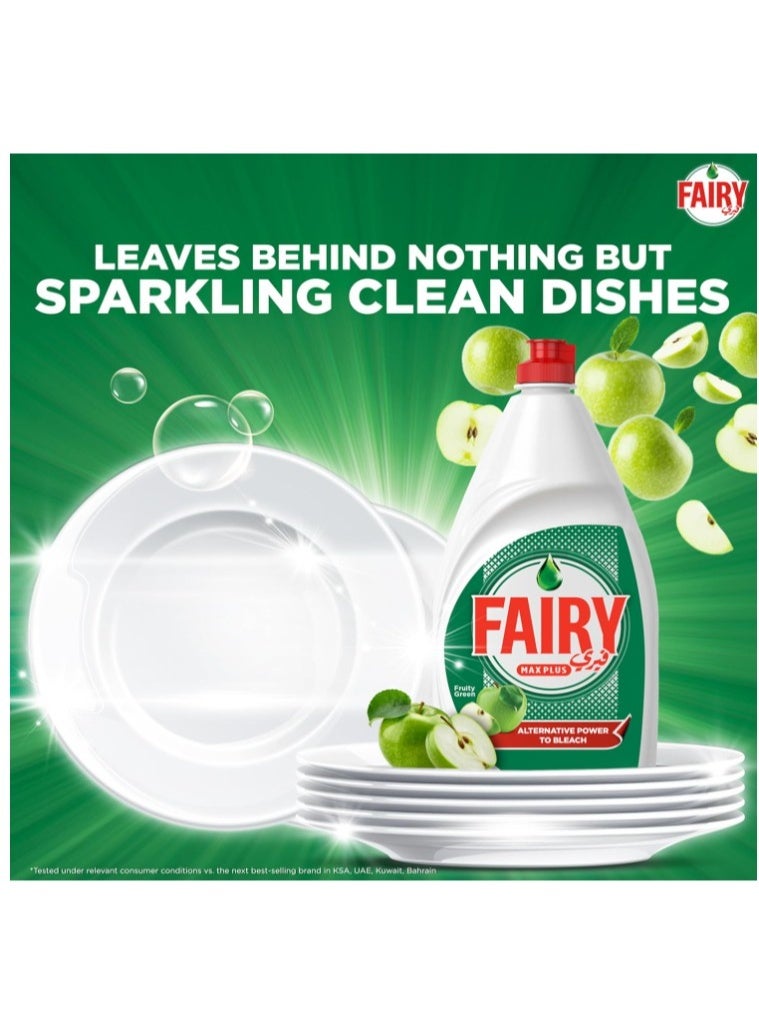 Fairy Max Plus Fruity Green Dishwashing Liquid Soap With Alternative Power To Bleach, 3x600ml - Image 2