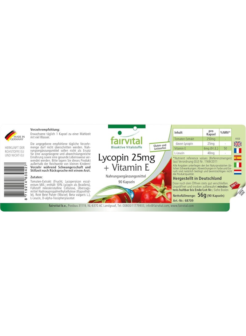 Fairvital Lycopene Capsules 25 mg • Vitamin E • 90 Capsules • Antioxidant Support • Skin & Heart Health • Micro-Encapsulated • Easy to Swallow • 100% Vegan - Image 5