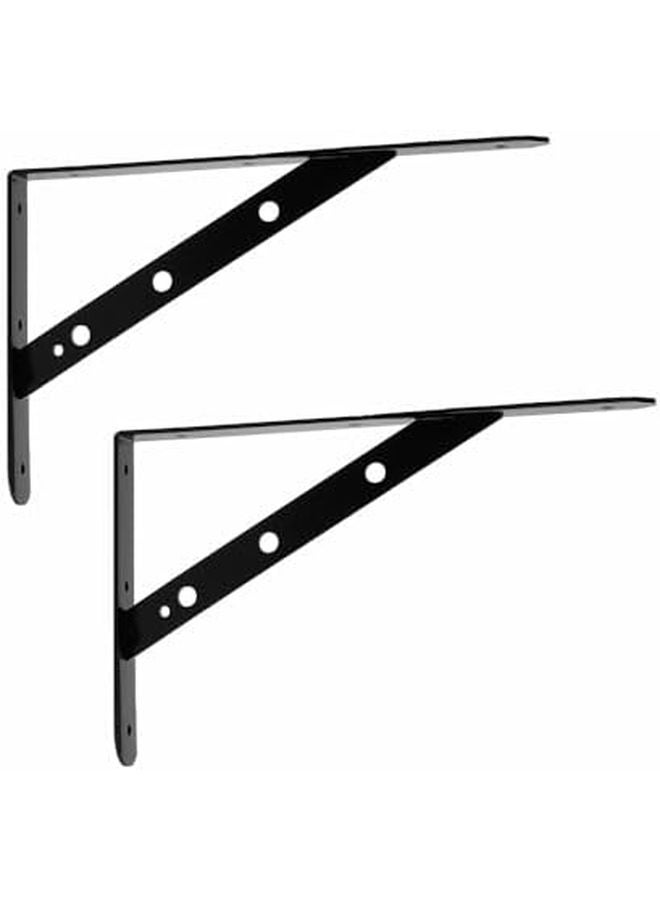 حاملات رفوف ثقيلة على شكل حرف L، سوداء مصنوعة من المعدن، مثبتات حائطية لدعم الرفوف العائمة، الحجم G - Image 2