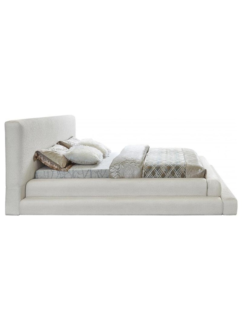 Karnak Teddy Fabric Boucle Bed Upholstered Queen Size 150x200cm with Soft Fabric Headboard - Modern Bedroom Furniture - Image 5