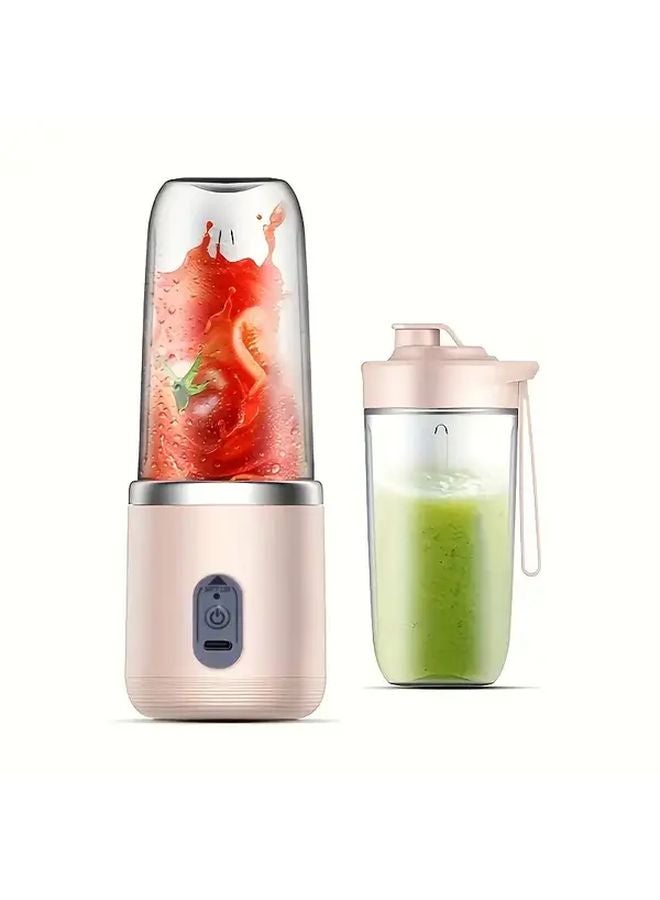 Pink 2 In 1 USB Portable Blender Juicer 21000 RPM 6 Blade System Dual Cups - Image 1