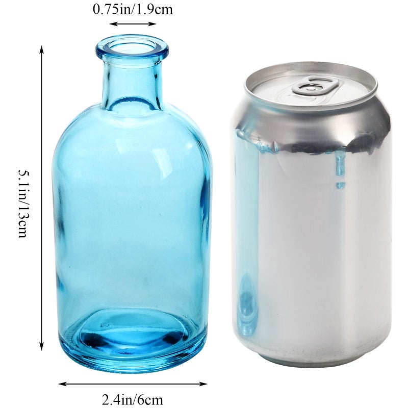YOUEON 16 Pcs Blue Glass Bud Vases, 8 Oz Living Bud Vases, Small Vases for Flowers, Decorative Glass Bottles, Vintage Flower Vases for Table Centerpiece, Wedding Reception, Home Decor, Office - Image 2