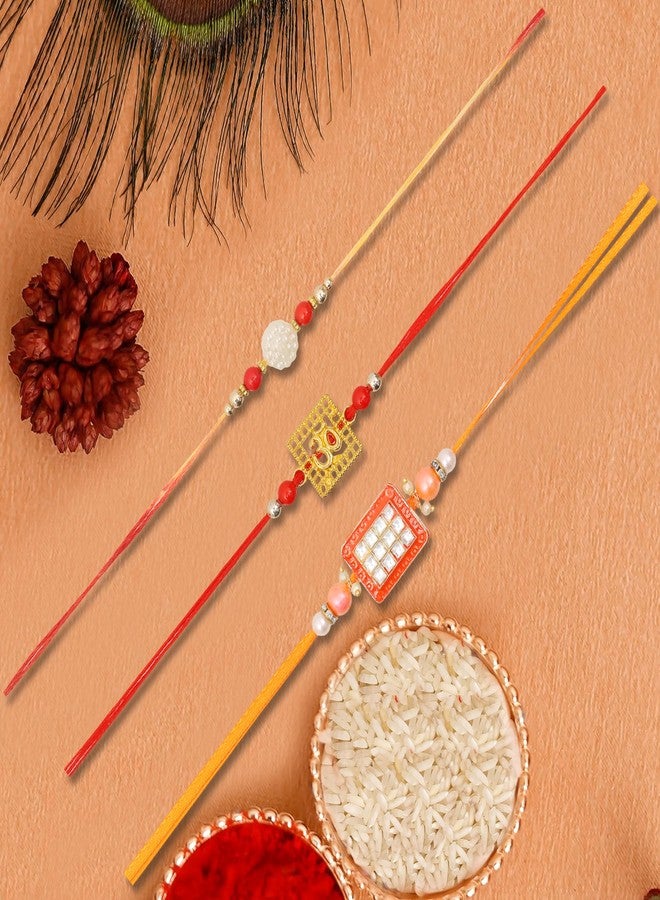Vientiq Men's Set of 3 Rakhi for Brother Beaded Rakhi For Rakshabandhan with Roli Chawal - Image 3