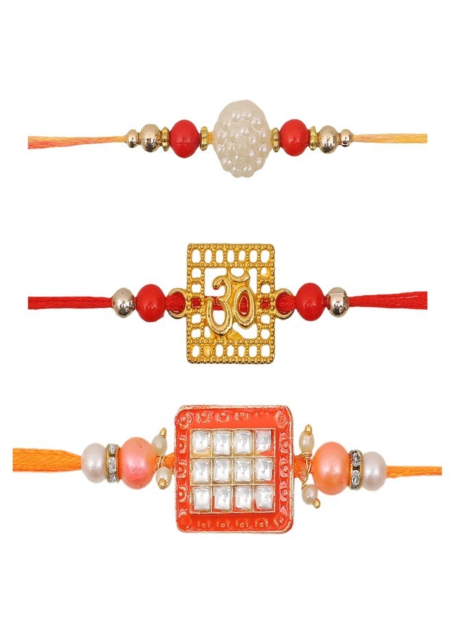 Vientiq Men's Set of 3 Rakhi for Brother Beaded Rakhi For Rakshabandhan with Roli Chawal - Image 4
