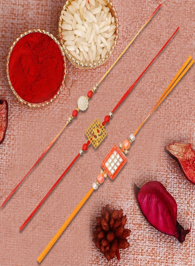 Vientiq Men's Set of 3 Rakhi for Brother Beaded Rakhi For Rakshabandhan with Roli Chawal - Image 2