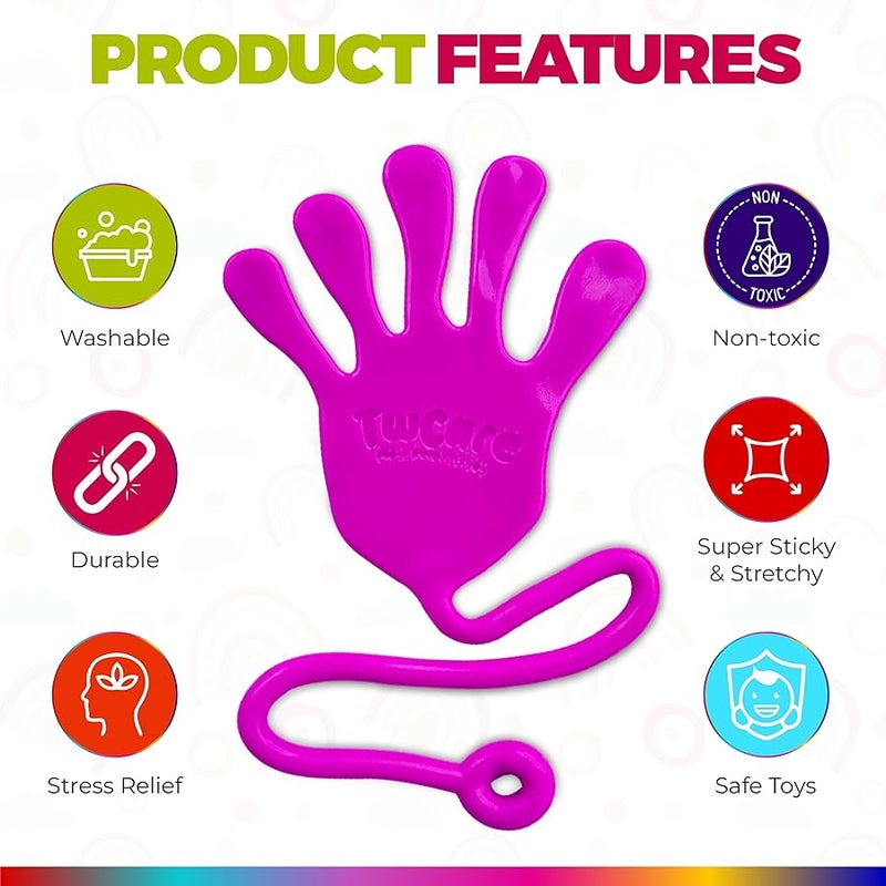 TwCare Jumbo Giant Sticky Hands, 13-in Total Length (2 Pack Assorted) Mega Large Fun Stretchy Silly String Toy for Kid Adult, Stress Anxiety ADHD Relief, Party Favors, Birthday Gift, Classroom Prizes - Image 2