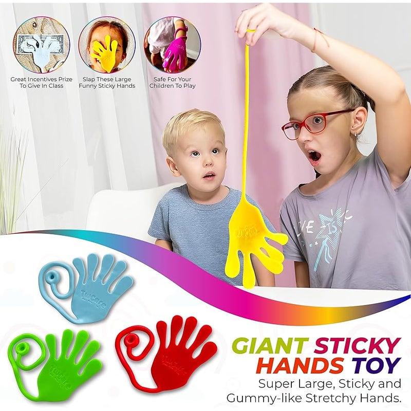 TwCare Jumbo Giant Sticky Hands, 13-in Total Length (2 Pack Assorted) Mega Large Fun Stretchy Silly String Toy for Kid Adult, Stress Anxiety ADHD Relief, Party Favors, Birthday Gift, Classroom Prizes - Image 3