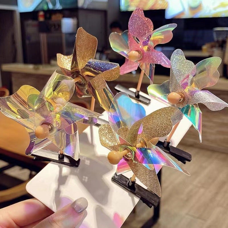 New Cute Laser Windmill Hairpin Edge Micro-Business Push Activities Powder Absorption Sweep Code Small Gifts Student Class Prizes - Image 5