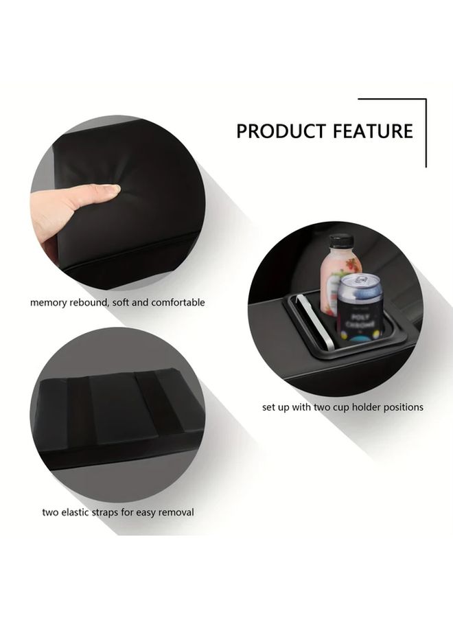 Grey PU Leather Car Armrest Cushion Cup Holder Storage Box Center Console Heightening Pad - Image 5