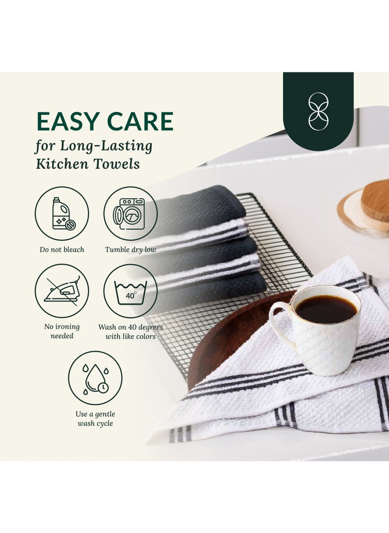 Cloud Scape Linen Terry Kitchen Towel and Dish Cloth Set-Pack of 8,Super Absorbent, Quick Drying Hand Towels, Grey  - Image 5