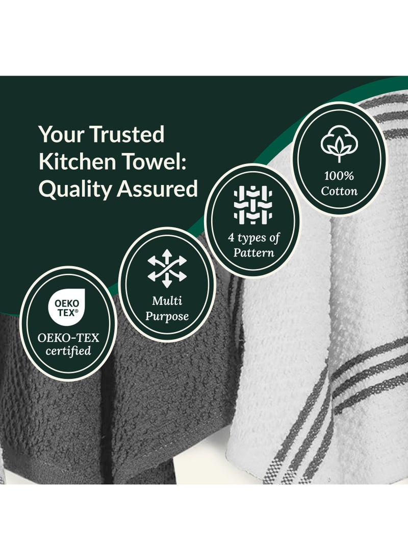 Cloud Scape Linen Terry Kitchen Towel and Dish Cloth Set-Pack of 8,Super Absorbent, Quick Drying Hand Towels, Grey  - Image 4