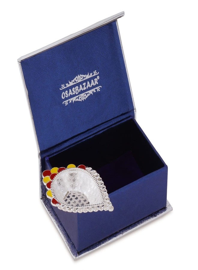 Osasbazaar Fancy Silver Diya, Silver Deepak with red and Yellow Meenakari for Diwali Puja, Home Temple and Gifting - 90%-92.5% Pure - Image 3