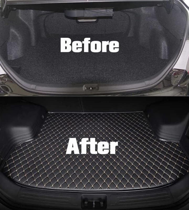 CHIRON Boot Compatible with Mahindra XEV 9e Custom Fitted Faux Leather Boot Antiskid Car Floor Mats - Black with Beige Thread - Image 3