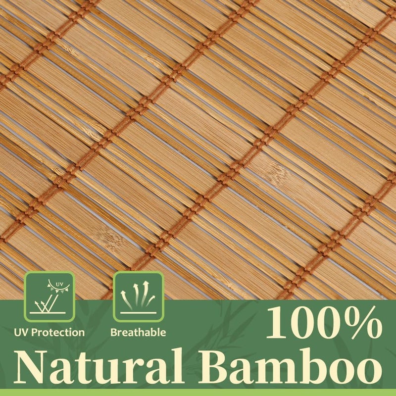 AGESISI Bamboo Roman Shades with Valance Cover, Cordless Blinds for Indoor Windows, Light Filtering Woven Wood Shades for Home & Patio, Privacy Protection, 22" W x 64" H, Carbonized - Image 2