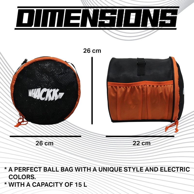 WHACKK Kick Soccer Black Orange Football Equipment Bags|Basketball Volleyball Bags |Adjustable Strap Backpack |Ball Bag |Kitbag - Made in India - Image 3