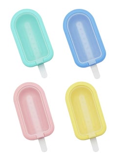 4 Pieces Ice Cream Moulds with Sticks, Reusable Silicone Ice Lolly Molds, Mini Ice Cream Maker with Non-Spill Lid, BPA Free Popsicle Molds Set, DIY Homemade Dessert Mould