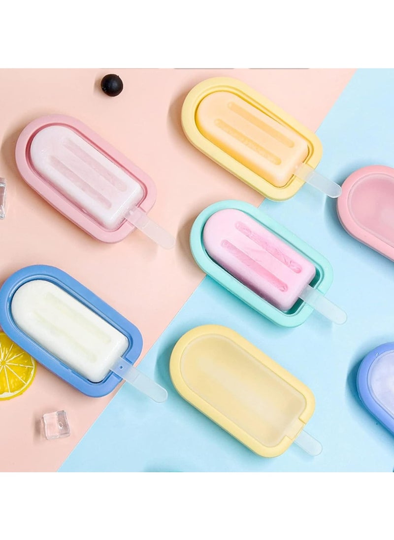 Oasisgalore - 4 Pieces Ice Cream Moulds with Sticks, Reusable Silicone Ice Lolly Molds, Mini Ice Cream Maker with Non-Spill Lid, BPA Free Popsicle Molds Set, DIY Homemade Dessert Mould - Image 1