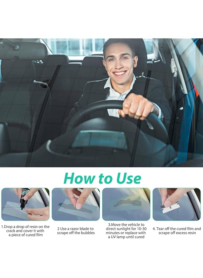 Excefore Crack Repair Kit, Diy Car Windshield Repair Kit, Upgrade Windshield Crack Repair Kit, For Bulls Eyes Star Half Moon Long Crack Combination Repairment (2 Set) - Image 4